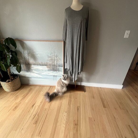 Soft Surroundings Alexandra Stretchy Jersey Knit L/S Maxi Dress heather grey sm - Picture 3 of 8